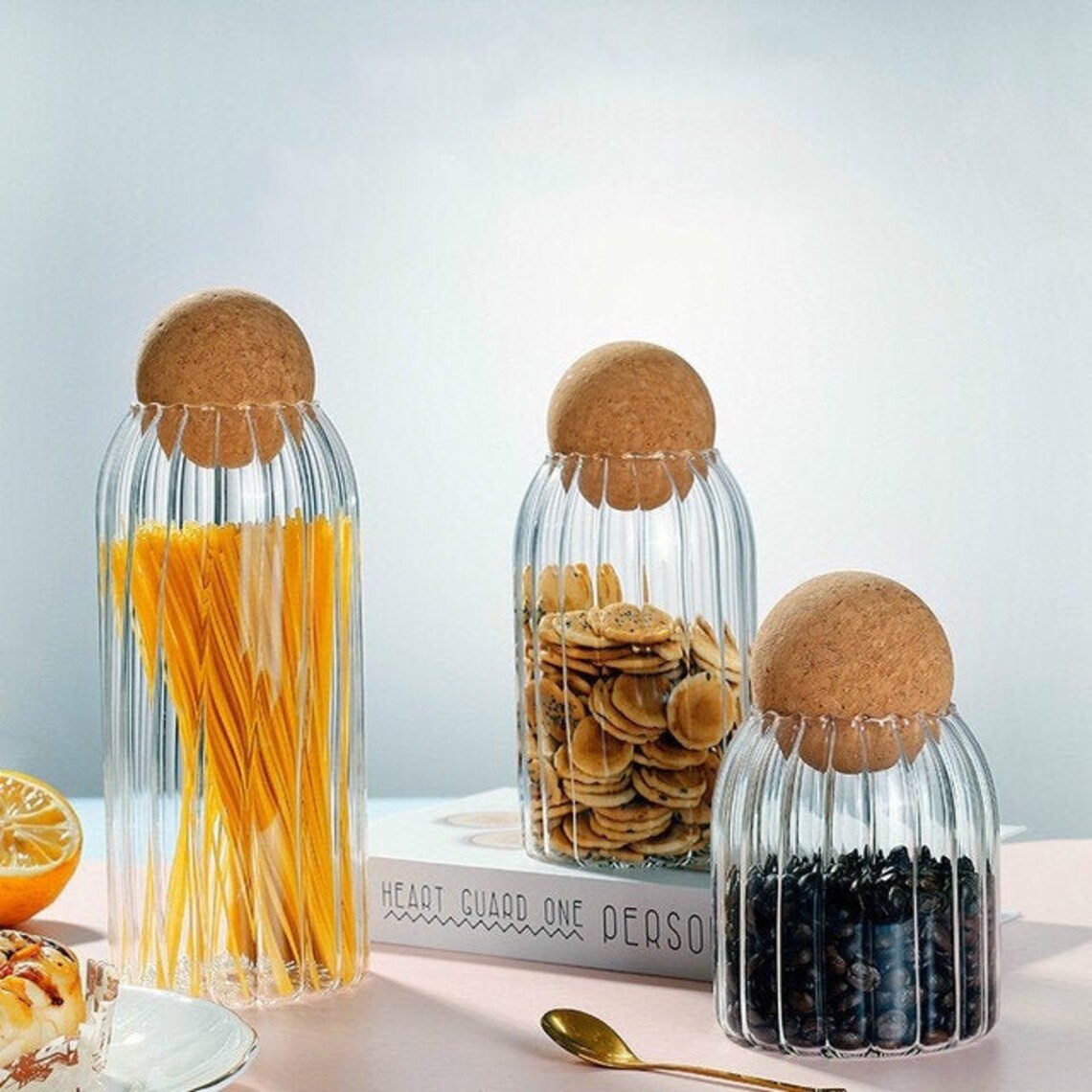Glass Spice Jars with Cork Ball Lid Etsy