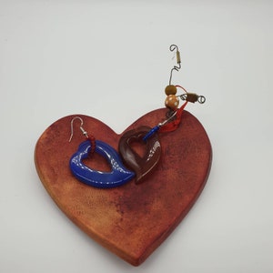 Lovers hearts. Valentines natural agate earrings. Valentine&#39;s present. Gift for her. Valentine&#39;s day earrings. Heart earrings