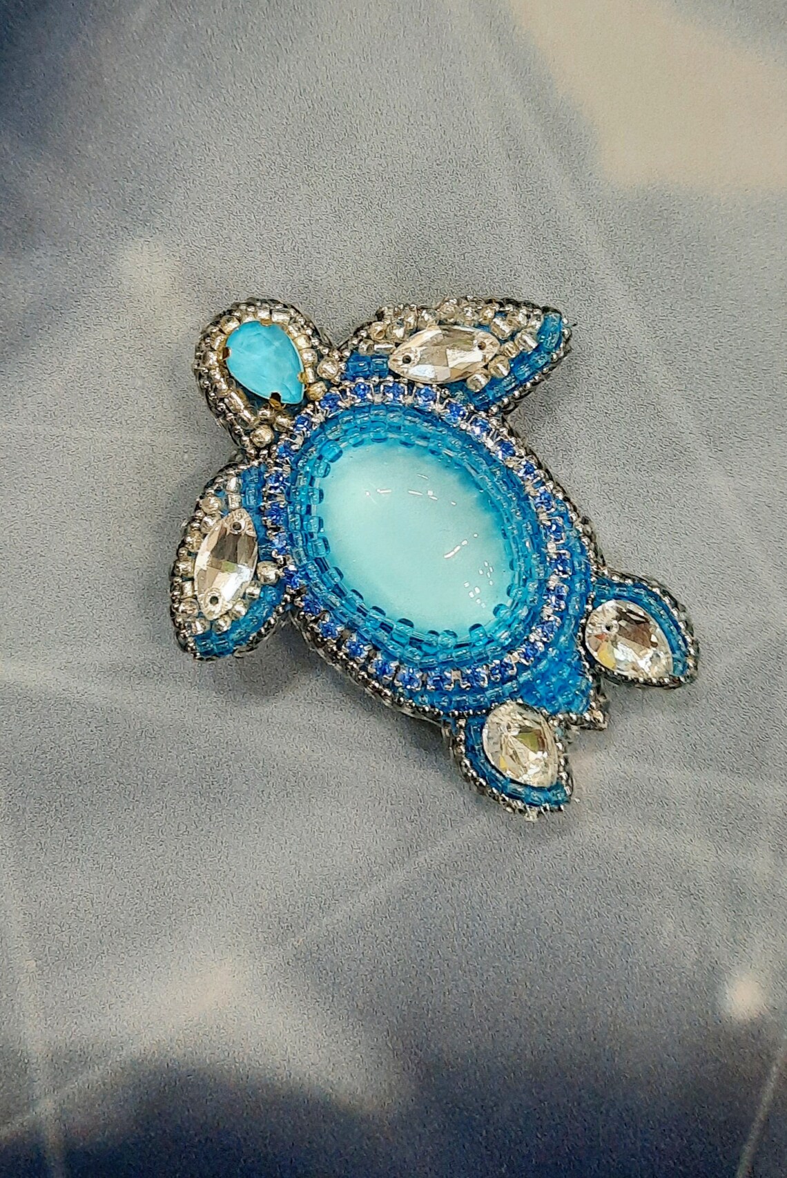 Turtle brooch blue brooch sea turtle cabochon brooch. Etsy