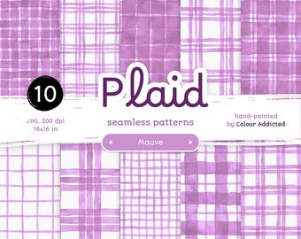 Mauve Pink Watercolor Plaid: Seamless Patterns (Digital Download)
