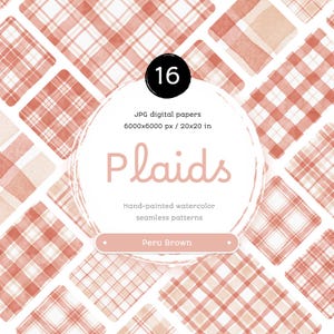 Pfirsich Creme Aquarell Plaid - Packung nahtlose digitale Papiere. Druckbare Aquarell Muster. Original handgemaltes Clipart