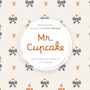 Cupcakes und Schleifen - ein nahtloses Aquarell Muster zur kommerziellen Nutzung. Original handgemaltes digitales Papier