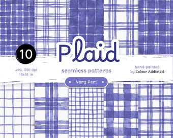 Very Peri Watercolor Plaid: Seamless Digital Paper (10 JPG)