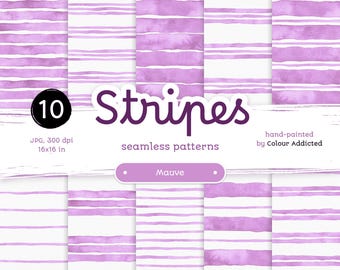 Mauve Pink Watercolor Stripes: Seamless Paper Set (Digital Download)