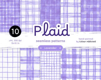 Lavender Watercolor Plaid: Seamless Paper Patterns (Digital Download)