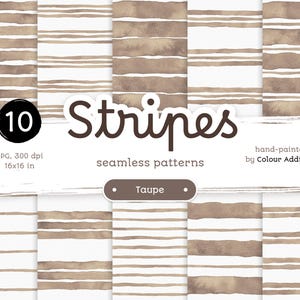 Strisce acquerello marrone talpa - Confezione di carte digitali senza soluzione di continuità. Motivi acquerello stampabili. Clipart originale dipinta a mano