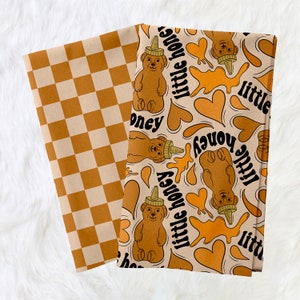 Little Honey & Chex - バレンタインのかわいいシームレスデジタルデザイン、メインとコーディネートの2つのファイル、ファブリックパターン、壁紙ボヘミアン