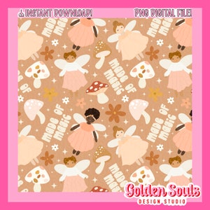Made of Magic Fairies + stripes - Kids, fairy, Seamless, Digital Design, Set, Fabric Pattern, Wallpaper, Fabric, cottagecore, fairies
