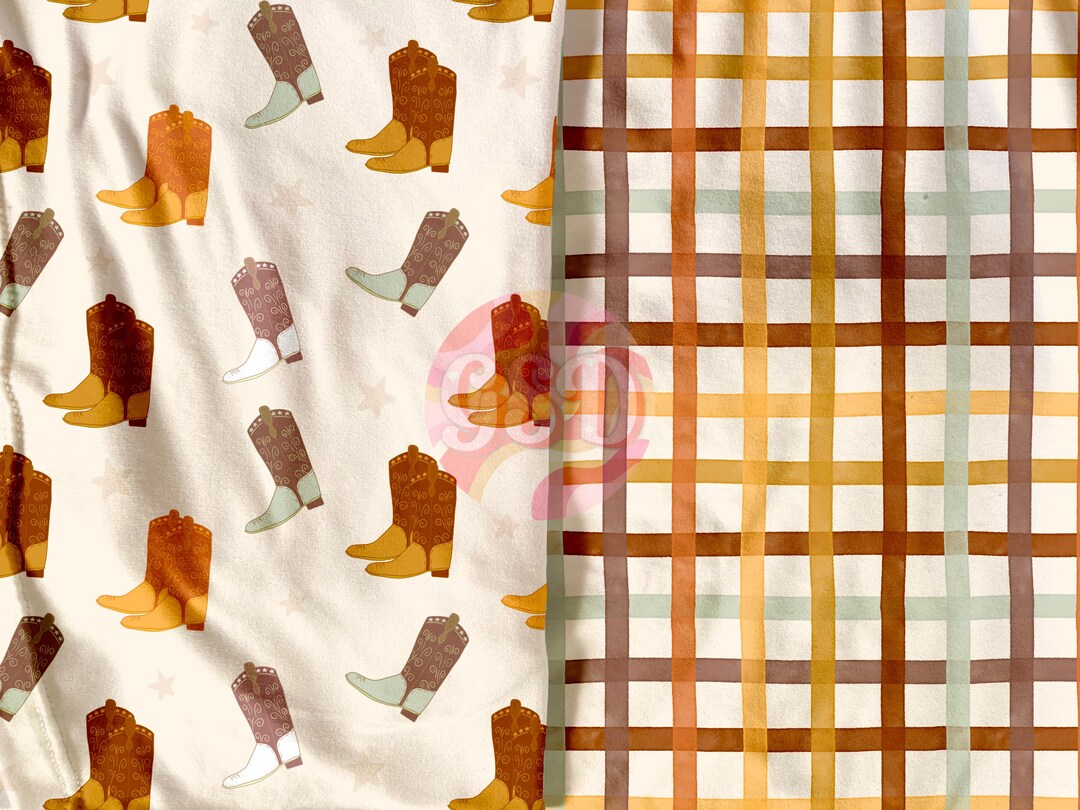 Cowboy Boots + Plaid - Spring, Summer, Seamless, Digital Design, Fabric ...