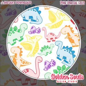 Support Love Dinos | Seamless | Digital Design | Main and coordinate | Fabric Pattern | Stickers | PNG | Shirt | Dinosaurs | Rainbow