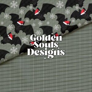 2 Seamless Pattern Files - Frickin’ Bats Christmas (sage)