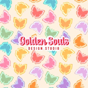 Rainbow Butterflies + Chex - Spring, Summer, Seamless, Digital Design, Fabric Pattern, Wallpaper, rainbow, seamless, kids, butterfly