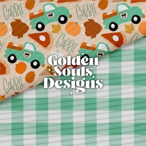 Gobble til You Wobble - Fall Thanksgiving Seamless Digital Design, Two files Main and coordinate, Fabric Pattern, Wallpaper