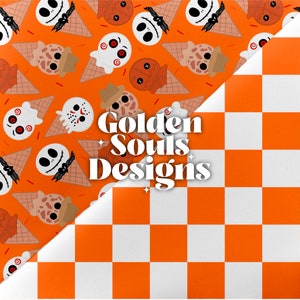 2 Seamless Pattern Files - Halloween Ice Cream