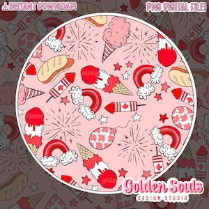 July | Seamless | Digital Design | Main and coordinate | Fabric Pattern | Stickers | PNG | Shirt | wallpaper | Canada Day | Download