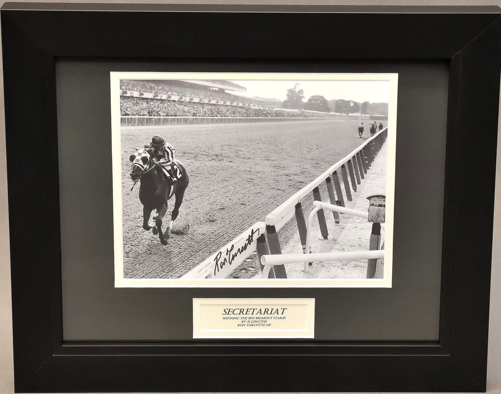 Framed Secretariat Winning the Belmont Stakes by 31 Lengths Signed