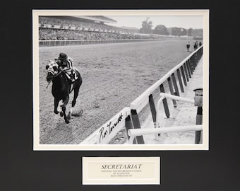 Signed Secretariat winning the Belmont Stakes by 31 lengths signed by Ron Turcotte official by famed track photographer Bob Coglianese