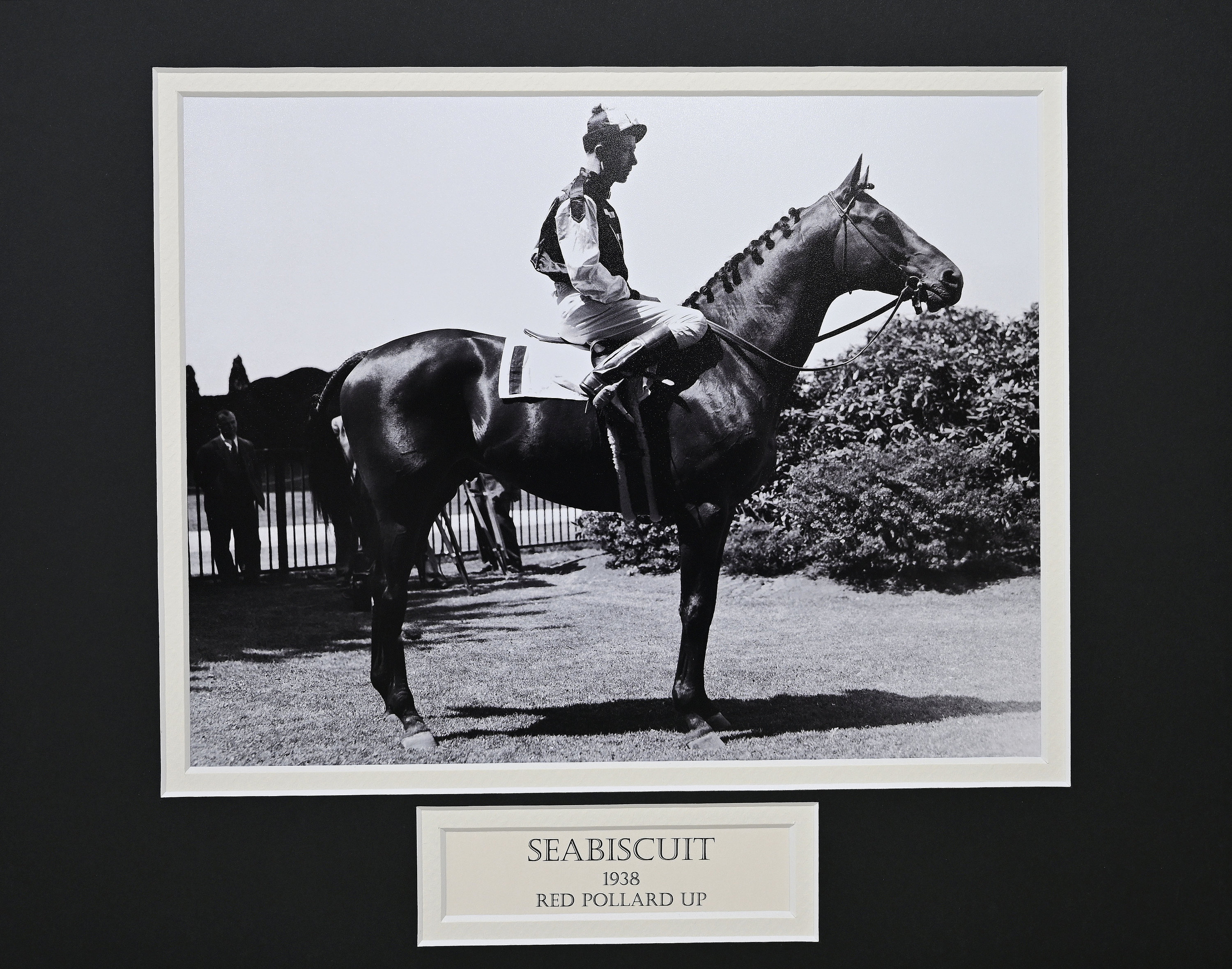 Seabiscuit & Red Pollard – 1938 Matted Photograph | Historic Horse