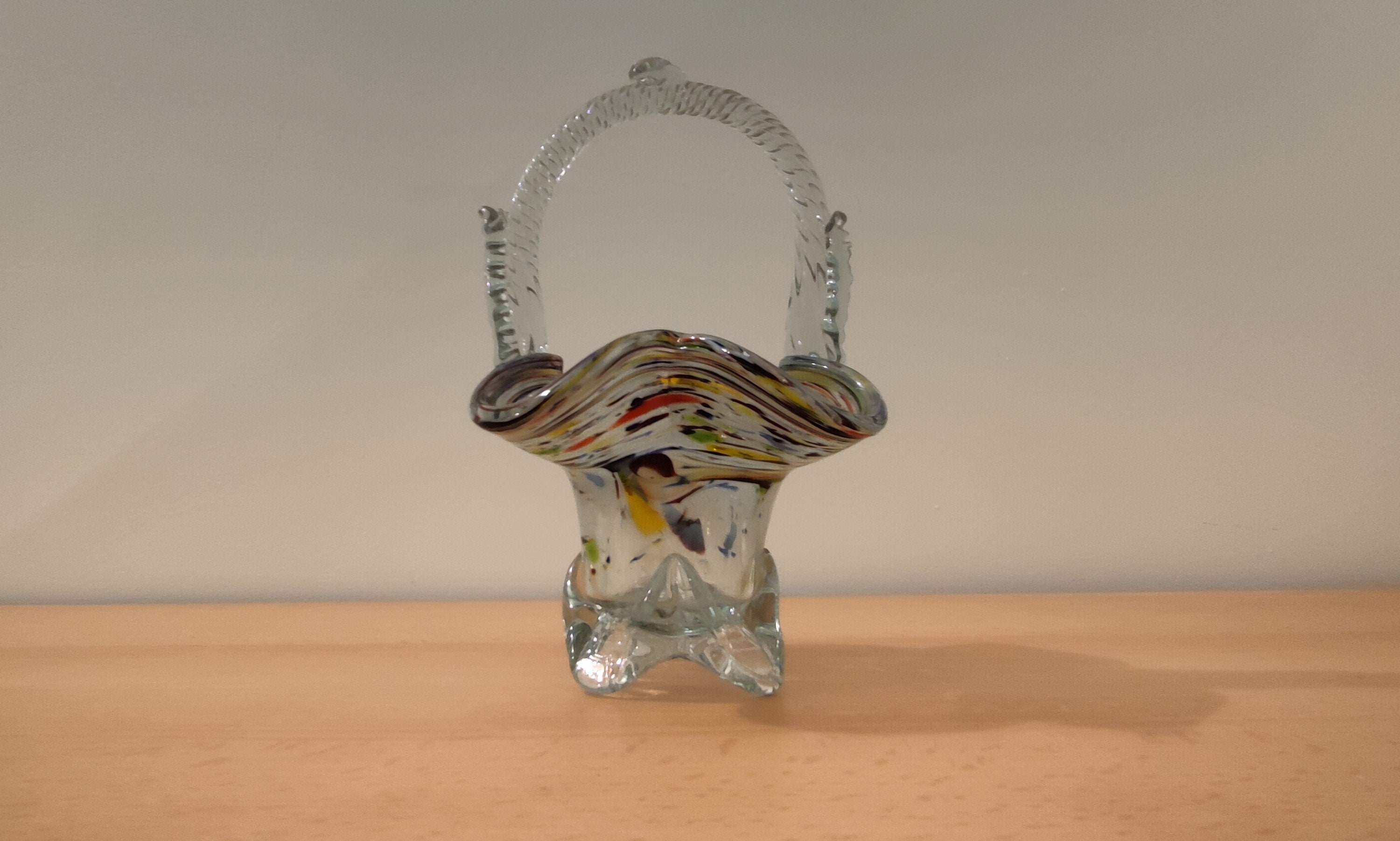 Collectible Vintage Murano Style Glass Basket Multicolor Etsy 日本