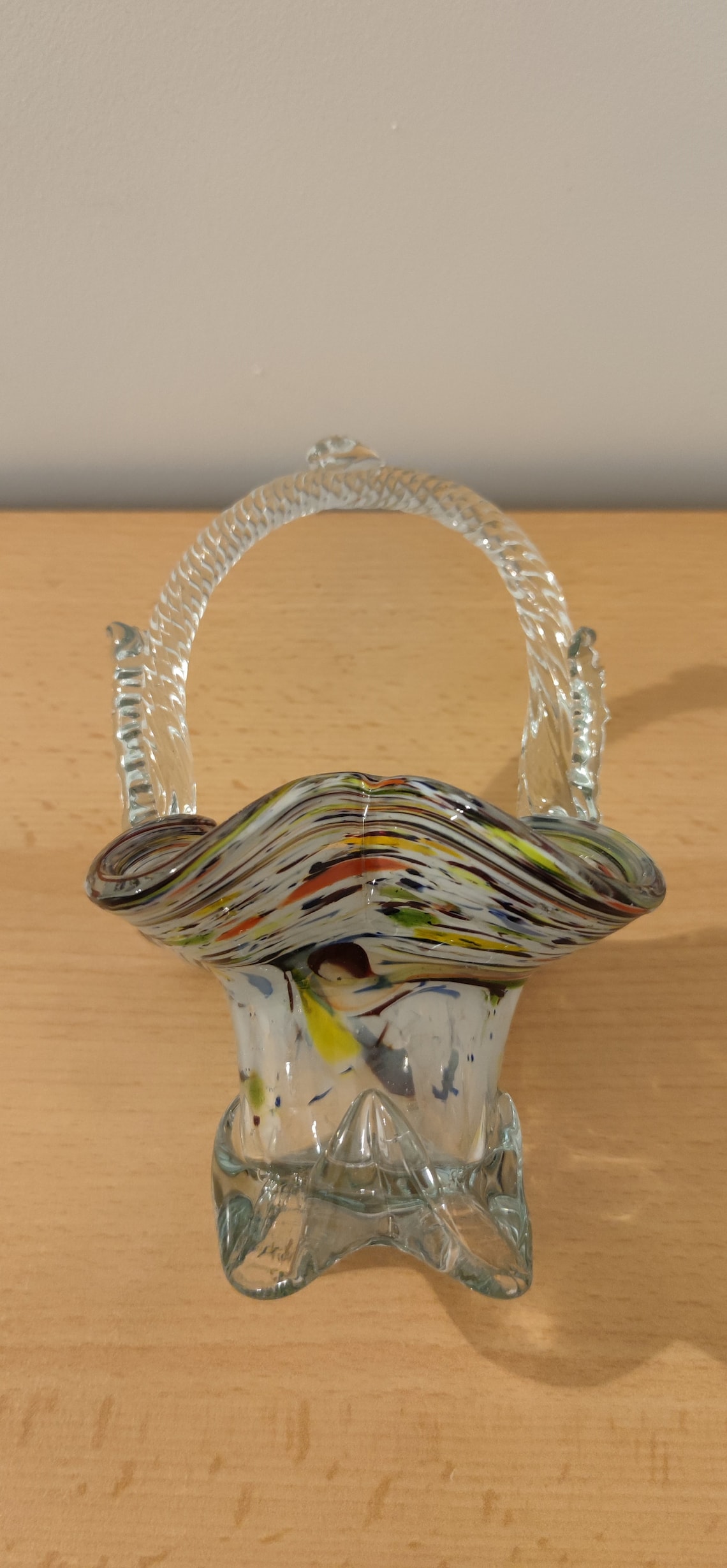 Collectible Vintage Murano Glass Basket Multicolor Basket Etsy