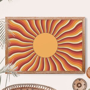 Sun Wall Art, 70s Wall Art, Terracotta Decor, 70s Decor, Vintage Home ...