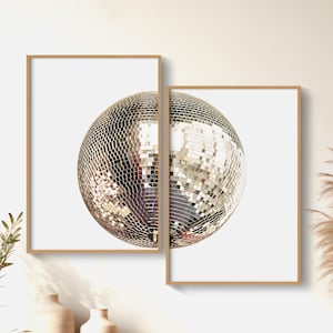Silver Disco Ball Print, Set of 2, Y2K Room Decor, Disco Ball Decor, Dopamine Decor, Trendy Funky Wall Art, Maximalist Decor, Indie Room