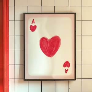 Poster di carte da gioco, arte retrò alla moda, decorazioni dopamine, arte murale rossa, stampa da cucina, decorazioni estetiche, poster massimalista, arte murale moderna per la casa