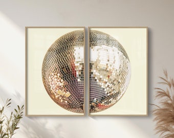 Disco Ball Print, Set of 2, Y2K Room Decor, Disco Ball Decor, Dopamine Decor, Trendy Funky Wall Art, Maximalist Decor, Indie Room Decor