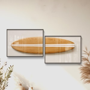 Surfboard Wall Art, Set of 2, Surfboard Beach Ocean, Beachy Wall Art, Minimalist Modern Art Coastal Room Decor Surf Wall Art, Retro Wall Art