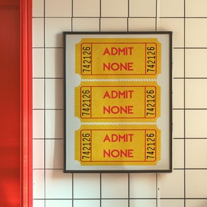 Ticket Print, Trendy Retro Wall Art, Yellow Wall Art, Apartment Decor, Aesthetic Poster, Bar Cart Art, Dopamine Decor, Maximalist Poster