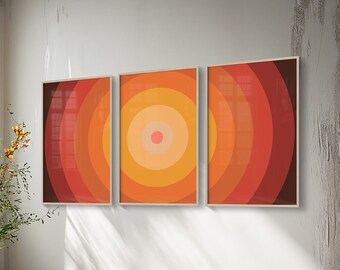 70s Burnt Orange Wall Art: Groovy Retro Print Set