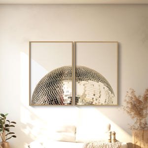 Silver Disco Ball Print, Set of 2, Y2K Room Decor, Disco Ball Decor, Dopamine Decor, Trendy Funky Wall Art, Maximalist Decor, Indie Room