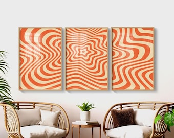 70s Groovy Print, Burnt Orange Poster, 70s Set of 3 Wall Art,  70s Decor, Vintage Home Decor, Retro Home Decor, Vintage Prints, 60s wall art