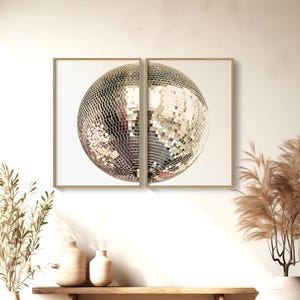 Silver Disco Ball Print, Set of 2, Y2K Room Decor, Disco Ball Decor, Dopamine Decor, Trendy Funky Wall Art, Maximalist Decor, Indie Room