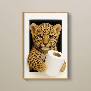 Leopard Poster Animal Bathroom Poster Leopard Gift Leopard Art Bathroom Wall Decor Poster black and white Bathroom Print Poster PRINTED