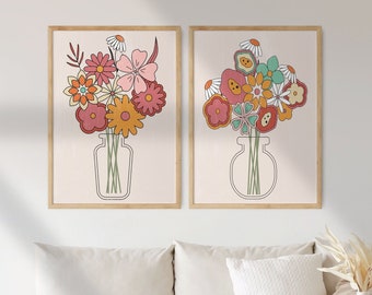 70s Floral Print Set: Retro Home Decor (Digital Download)