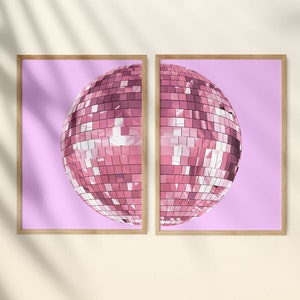 Disco Ball Print, Set of 2, Y2K Room Decor, Disco Ball Decor, Trendy Funky Wall Art, Maximalist Decor, Indie Room Decor, Preppy Wall Art