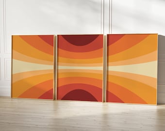 70s Set of 3 Wall Art, 70s Groovy Print, Burnt Orange Poster, 70s Decor, Vintage Home Decor, Retro Home Decor, Vintage Prints, 60s wall art