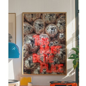 Disco Ball Print, Neon Poster, Disco Ball Decor, Trendy Funky Wall Art, Maximalist Decor, Indie Room Decor, Preppy Wall Art, Y2K Room Decor
