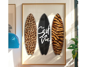 Trendy Leopard Surfboard Poster Luxury Fashion Print Trendy Wall Art Urban Luxery Aesthetic Modern Chic Decor Girly Dorm Decor Maximalist