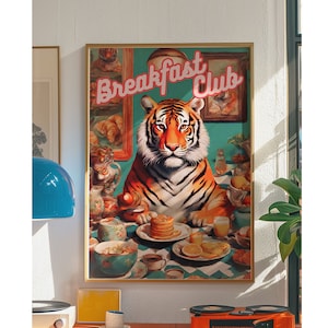 Kitchen Decor, Tiger Poster, Eclectic Wall Decor, Retro Home Decor, Maximalist Tiger Print, Trendy Tiger Decor, Wall Art, Vintage Poster