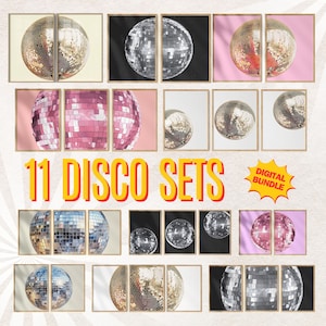 Disco Ball Bundle, Mirrorball Poster, Disco Ball Print, Disco Ball Decor, Funky Wall Art, Maximalist Decor, DIGITAL PRINT, Preppy Wall Art