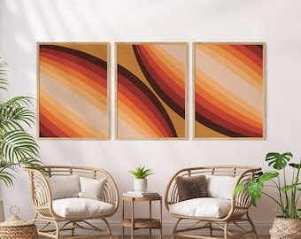 70s Retro Wall Art Set: Mid-Century Modern Prints