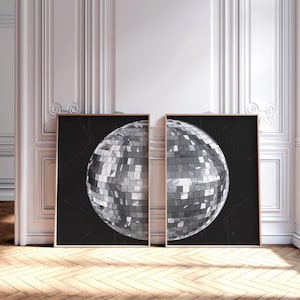 Disco Ball Print, Set of 2, Y2K Room Decor, Disco Ball Decor, Trendy Funky Wall Art, Maximalist Decor, Indie Room Decor, Preppy Wall Art