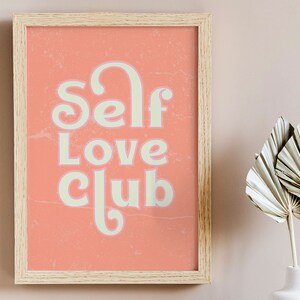 70s Home Decor, 70s Decor, Hippie Wall Decor, Self Love Club Retro 70s Wall Art, Retro Home Decor, 70s Quote Print, Vintage Poster, Wall Art