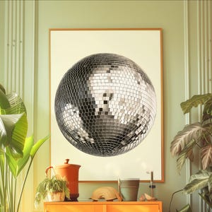 Mirrorball Poster, Disco Ball Print, Disco Ball Decor, Funky Wall Art, Maximalist Decor, Indie Room Decor, Preppy Wall Art, Y2K Room Decor