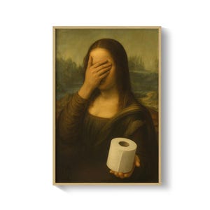 Funny Bathroom Wall Art, Mona Lisa Poster, Toilet Humour Gift, Altered Art, Funny Bathroom Print Art, Womans Bathroom Humor, Restroom Gift