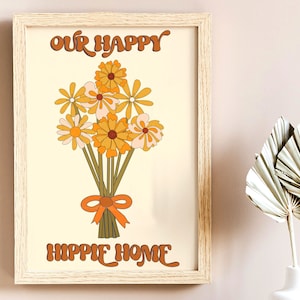 60s Hippie Poster, Fall Decor Retro 70s Home Decor, 70s Floral Pattern Print, 70s Wall Art, 70s Decor, Retro Home Decor, Vintage Poster