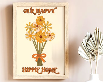 70s Blumenmuster: Retro, Herbst Dekoration