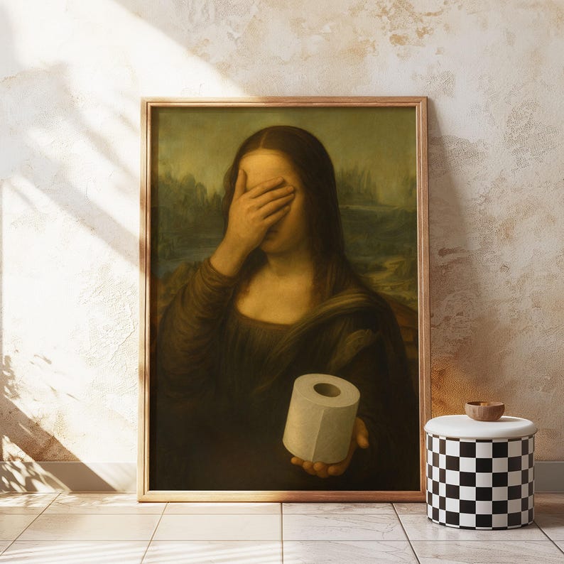 Funny Mona Lisa Bathroom Print: Toilet Humor Altered Art - Etsy